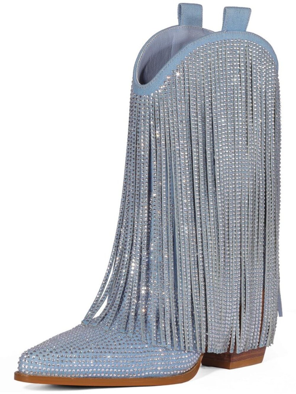 Cowboy Boots for Women - Cowgirl Western Rhinestone Sparkly Fringe Chunky Heel